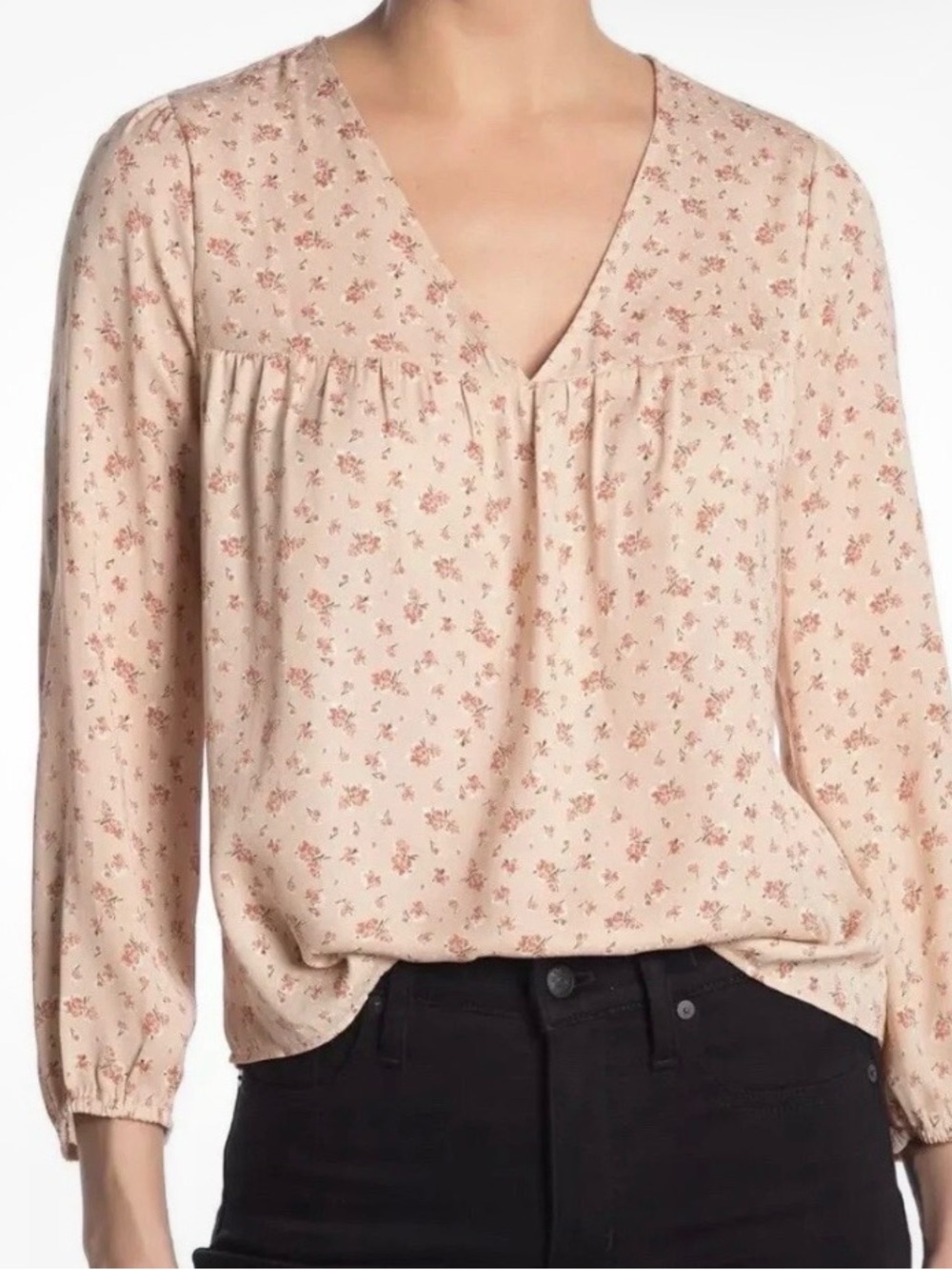 Madewell Women's Floral V-Neck Long-Sleeve Blouse - Size XXL